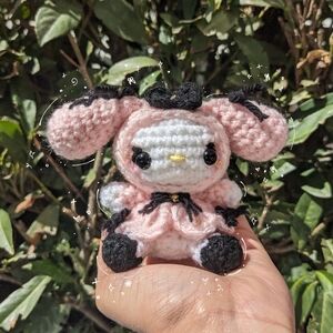 Crochet Goth My Melody plush